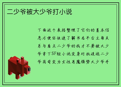 二少爷被大少爷打小说
